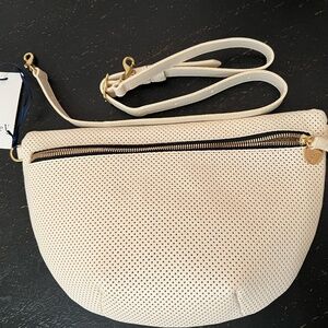 NWT Clare V grande fanny perforated cream color w/dust bag